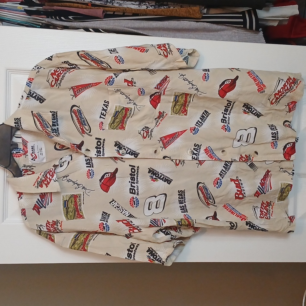 Chase Authentics Dale Earnhardt Jr. Short Sleeve Button Up Shirt Men's Large